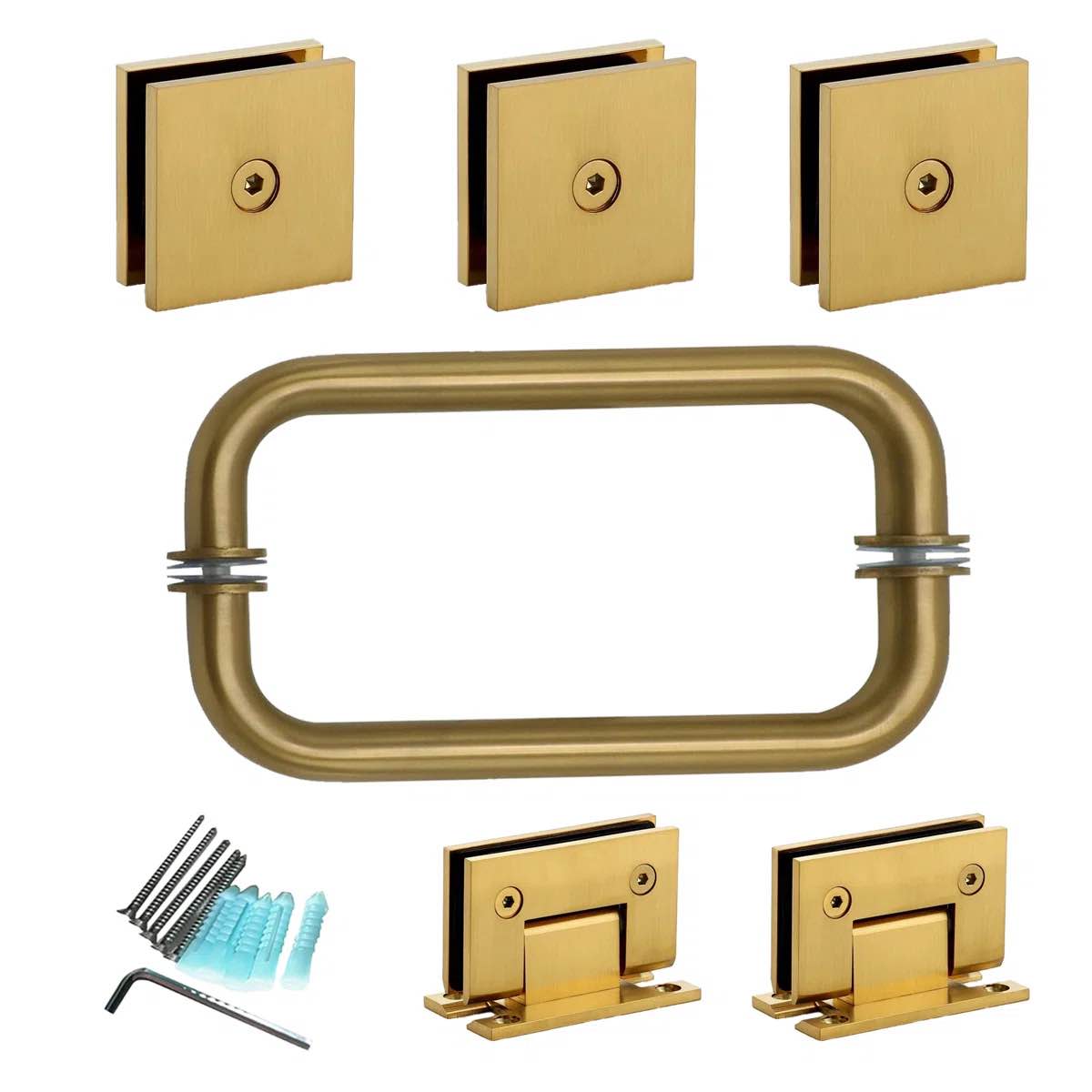 Condition photo showing New/Like New for handles for a frameless swing hinged shower enclosure, model h06-a-th-3c.