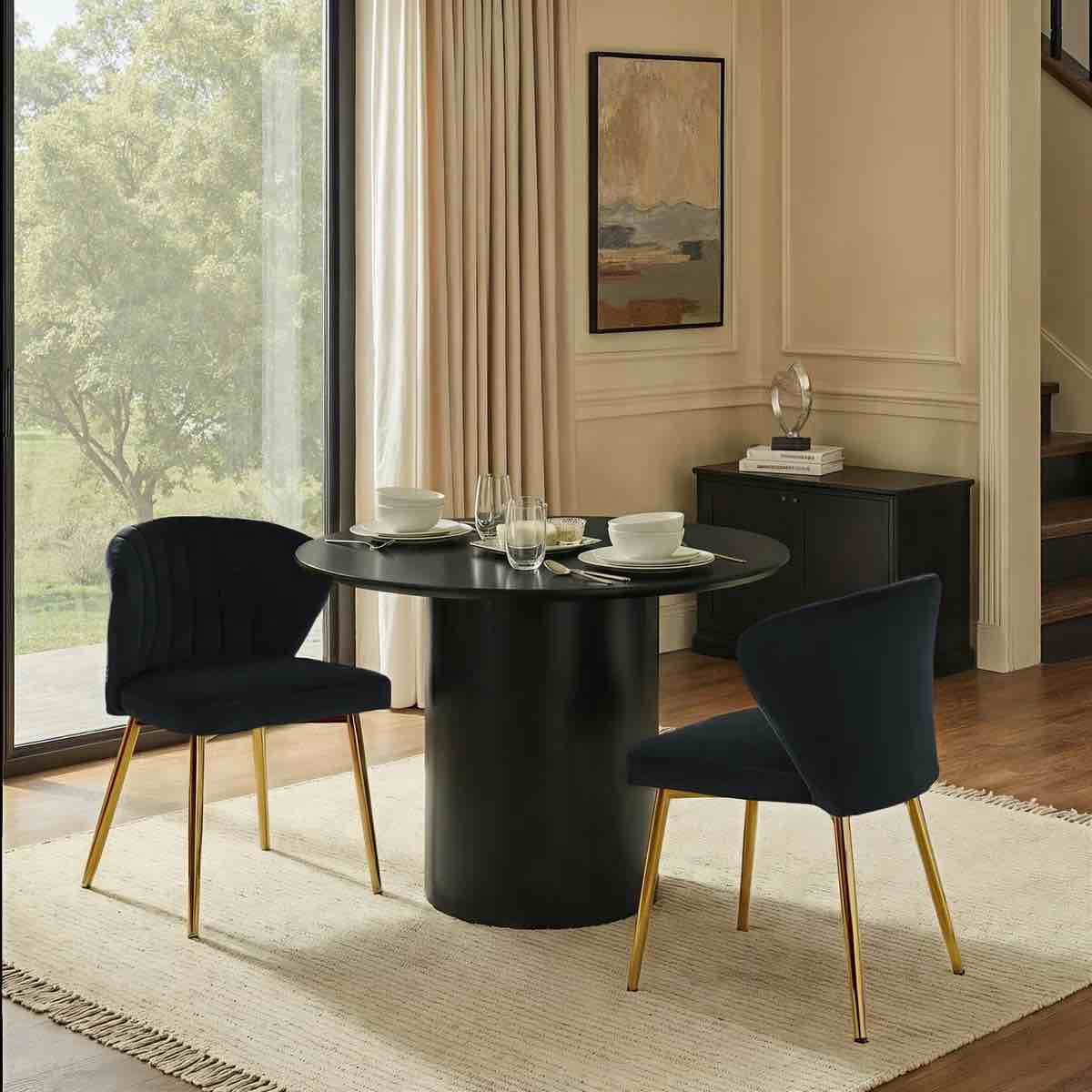 euclid modern tufted velvet wingback dining chair (set of 2)