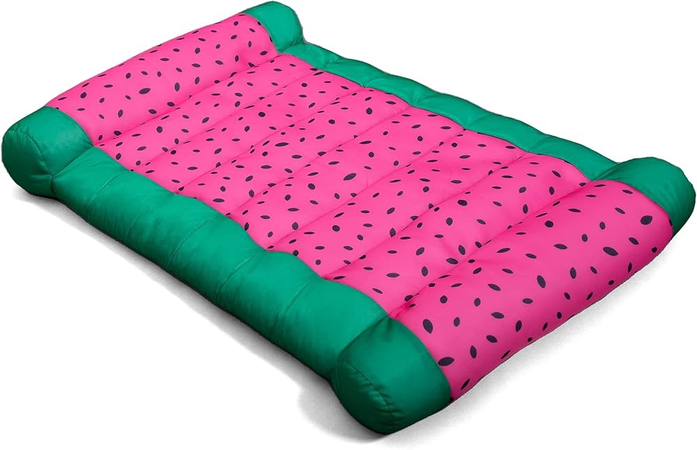 big joe kona no inflation needed pool lounger with headrest, summer melon double sided mesh, quick draining fabric