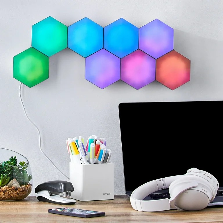 onn rgbic hexagon lights 8 count