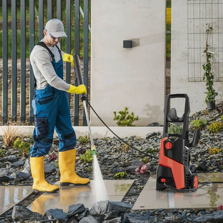 pressure washer power washer 4800psi max 2.9gpm with 4 quick connect nozzles & 25ft hose, foam cannon for cars/fences/driveways cleaning