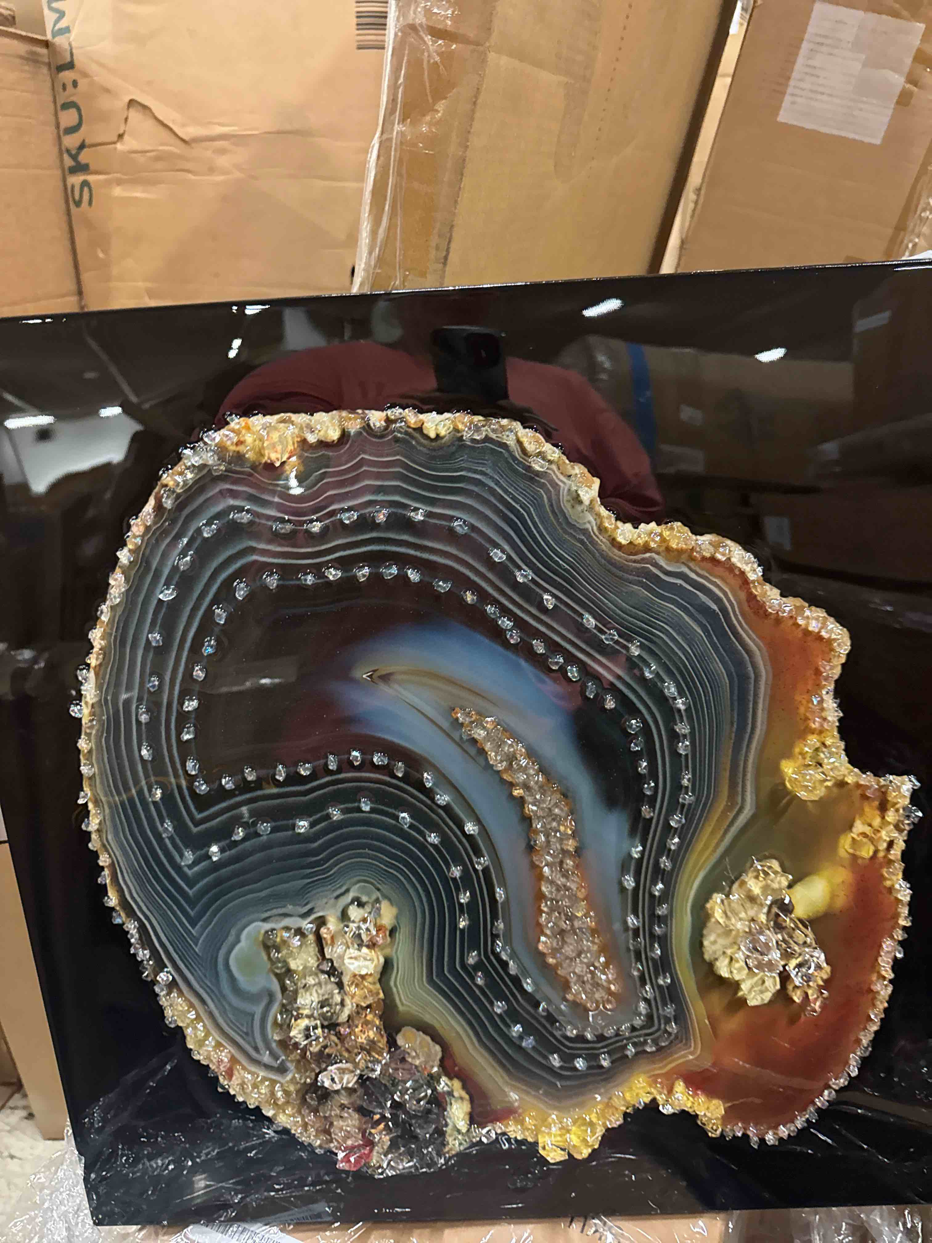 Condition photo showing New/Like New for empire art direct "geode splendor i crystallus epoxy coated wrapped glossy canvas wall art, ready to hang, living room, bedroom & office, 24"x24"x1.5"