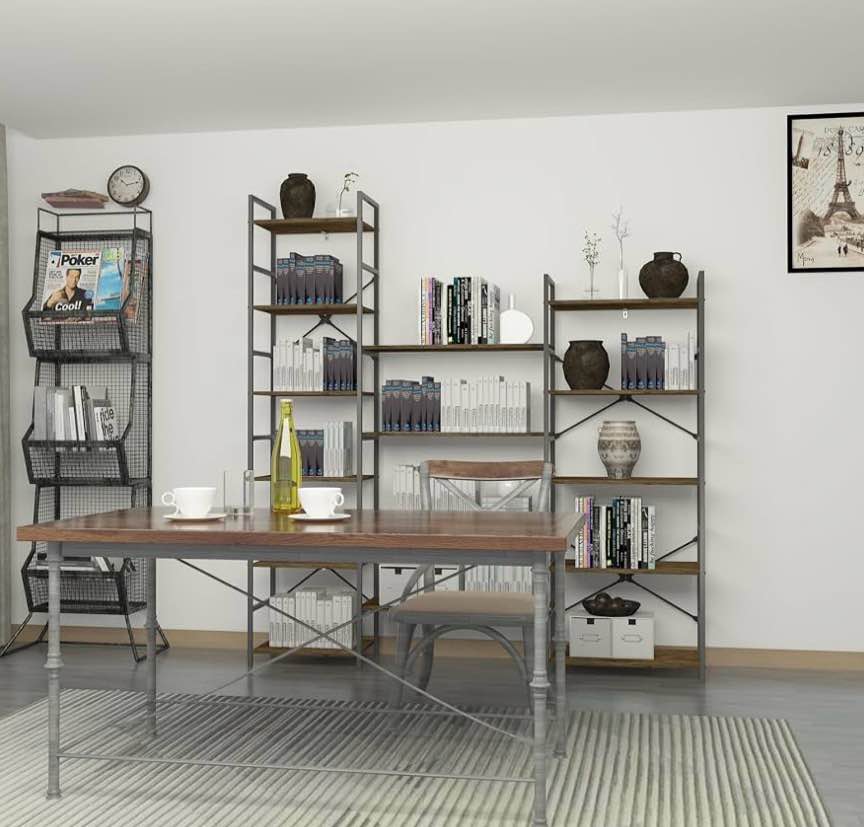 Condition photo showing New/Like New for triple wide bookshelf extra large bookcase big oversize 6-tier storage shelves office adjustable étagère 75"x80"