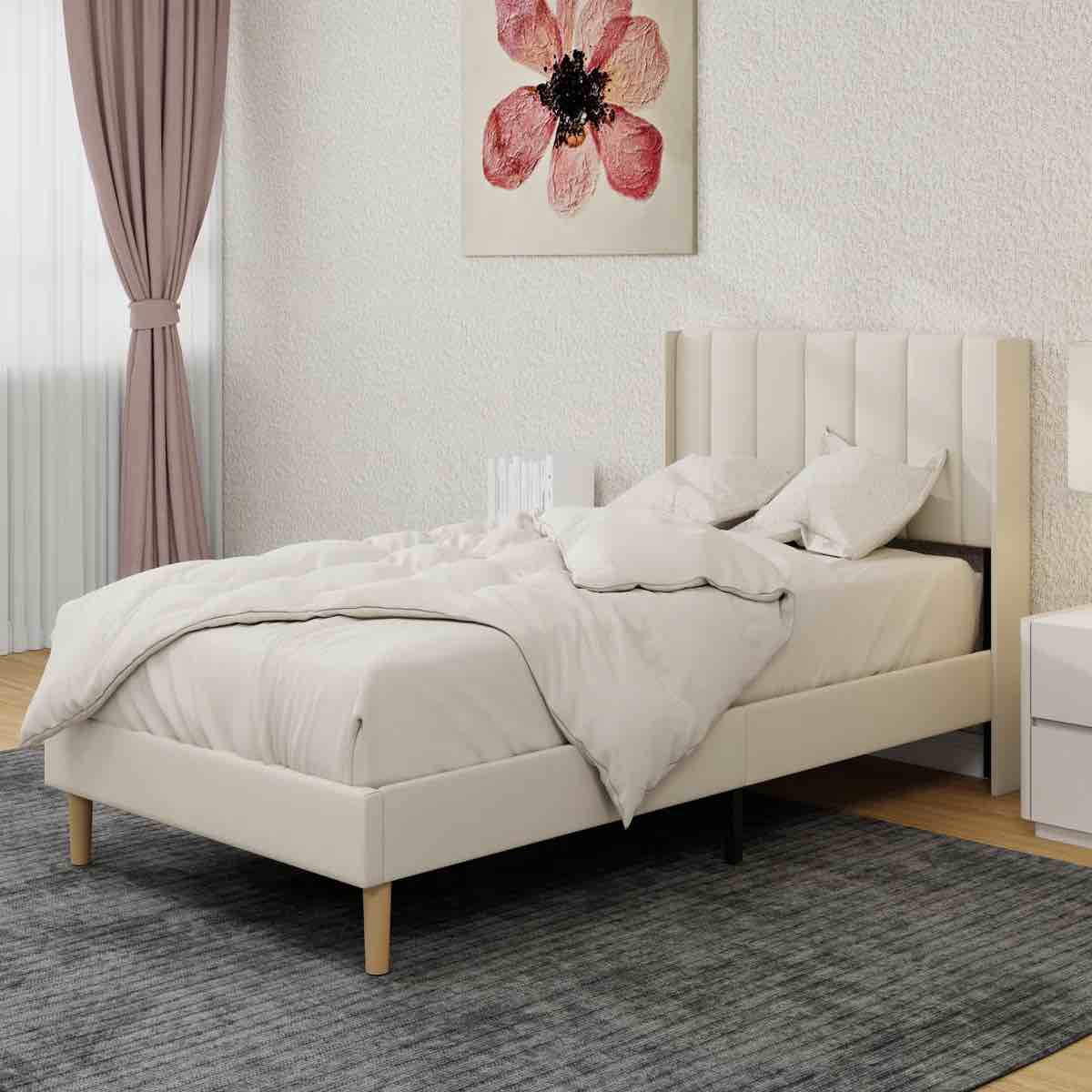 upholstered platform bed frame- twin