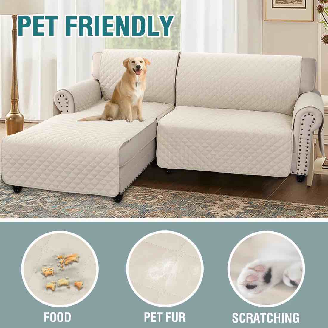 Condition photo showing New/Like New for 100% waterproof sofa slipcover for l shape sectional sofa 2 piece microfiber fabric box cushion slipcover left chaise cover with sofa cover machine washable