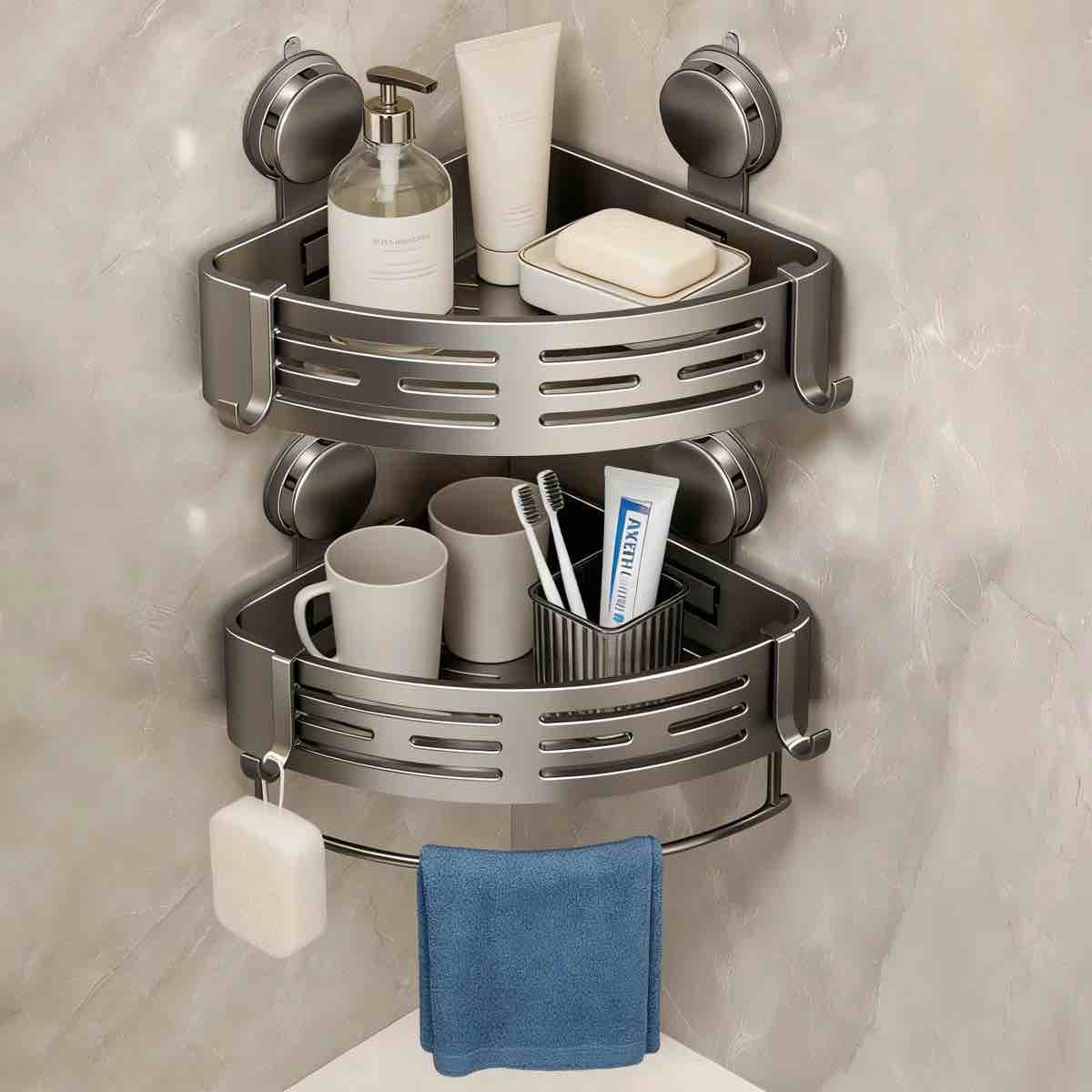 corner shower caddy suction cup shower shelf corner no drilling