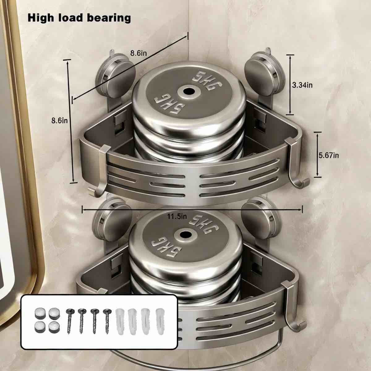 Condition photo showing New/Like New for corner shower caddy suction cup shower shelf corner no drilling