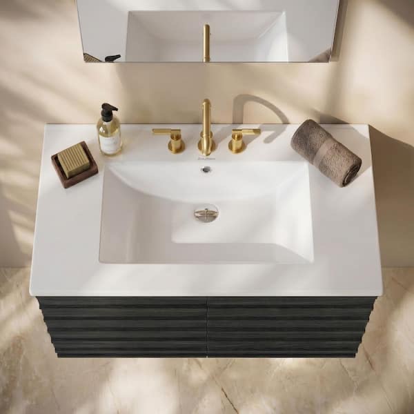  3-Hole Widespread Ceramic Vanity Top in Glossy White