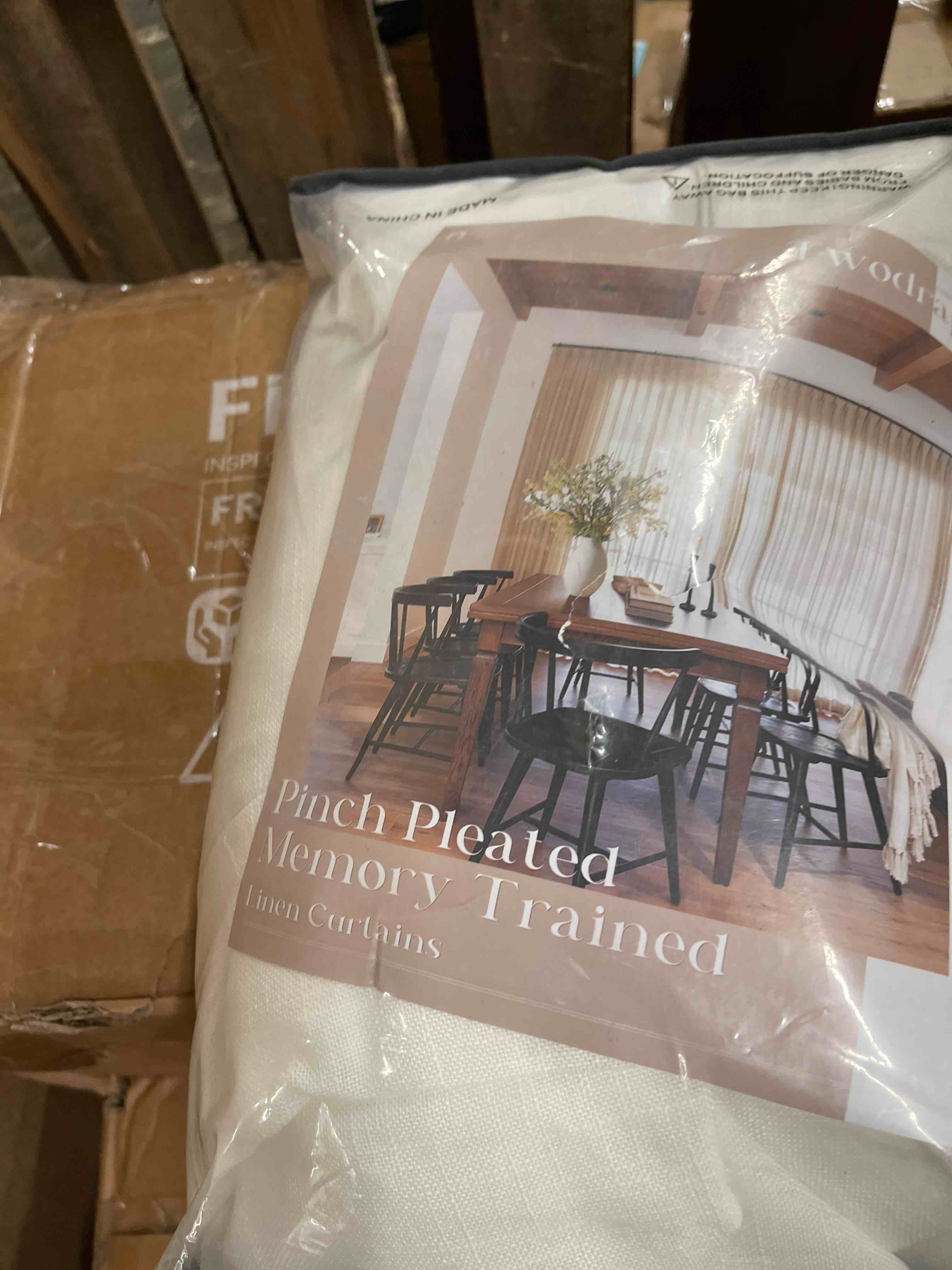 Condition photo showing New/Like New for panels 1 pack thick linen fabric memory trained pinch pleated solid farmhouse and modern rustic curtains for dining living room bedroom