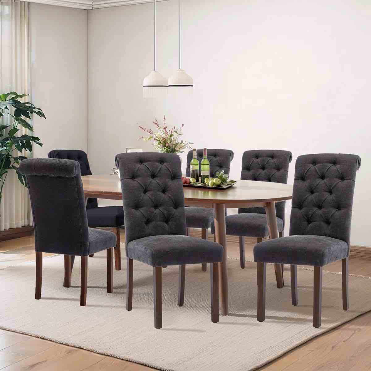 Condition photo showing New/Like New for artemisia tufted upholstered wooden dining chairs (set of 2)