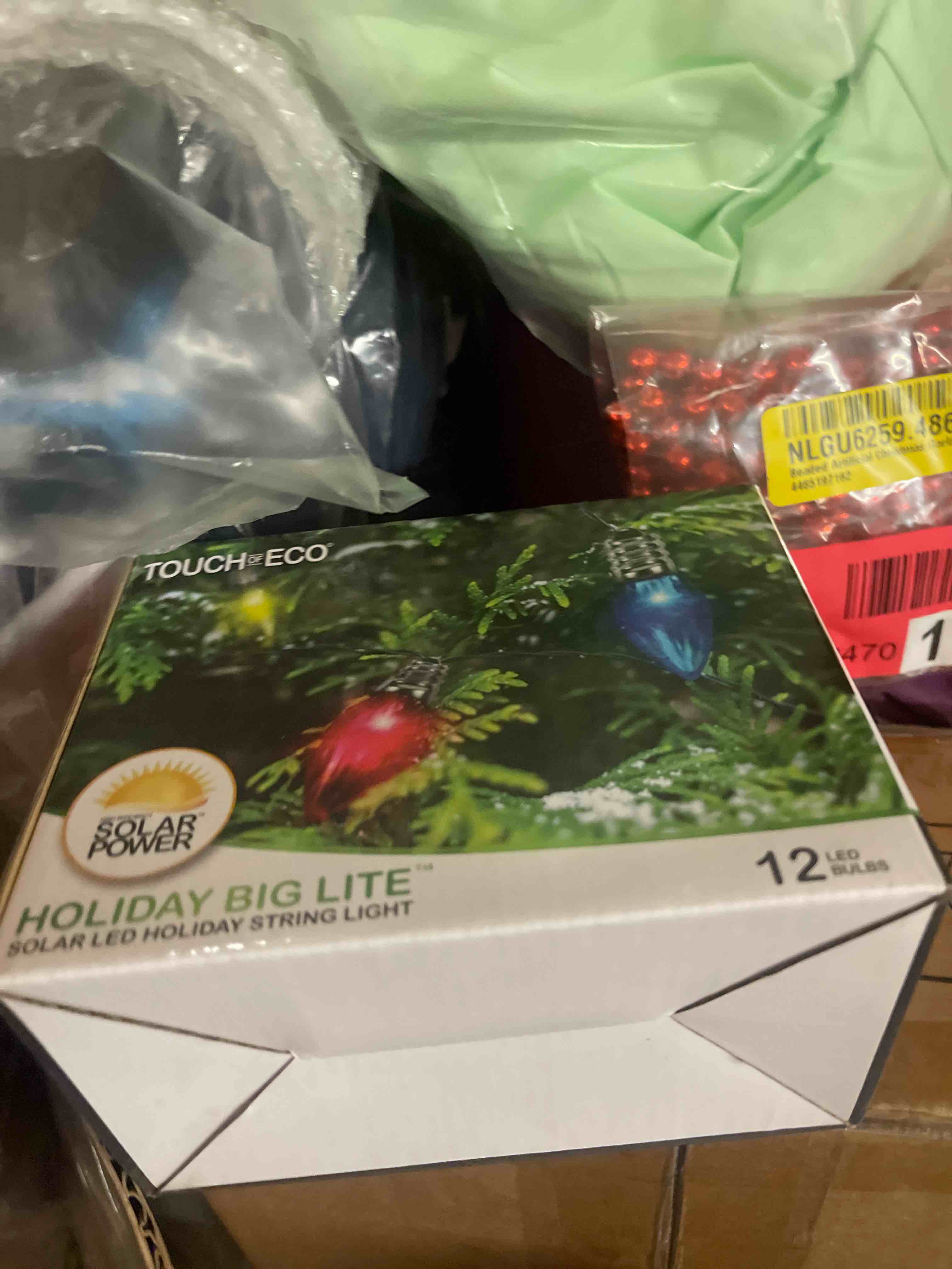 Condition photo showing New/Like New for solar led christmas bulb string lights, 20 feet, 12 vibrant led's, perfect for holiday decor or party indoor outdoor lights - multi-colored, 1 pack
