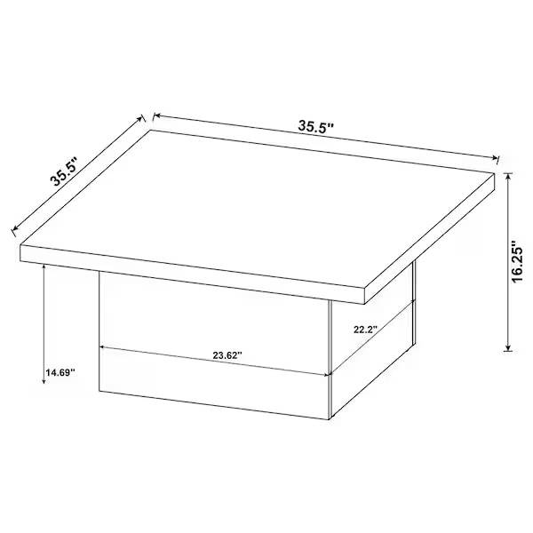 Condition photo showing Good Condition for devar 35.5 in. square engineered wood cocktail coffee table dark pine