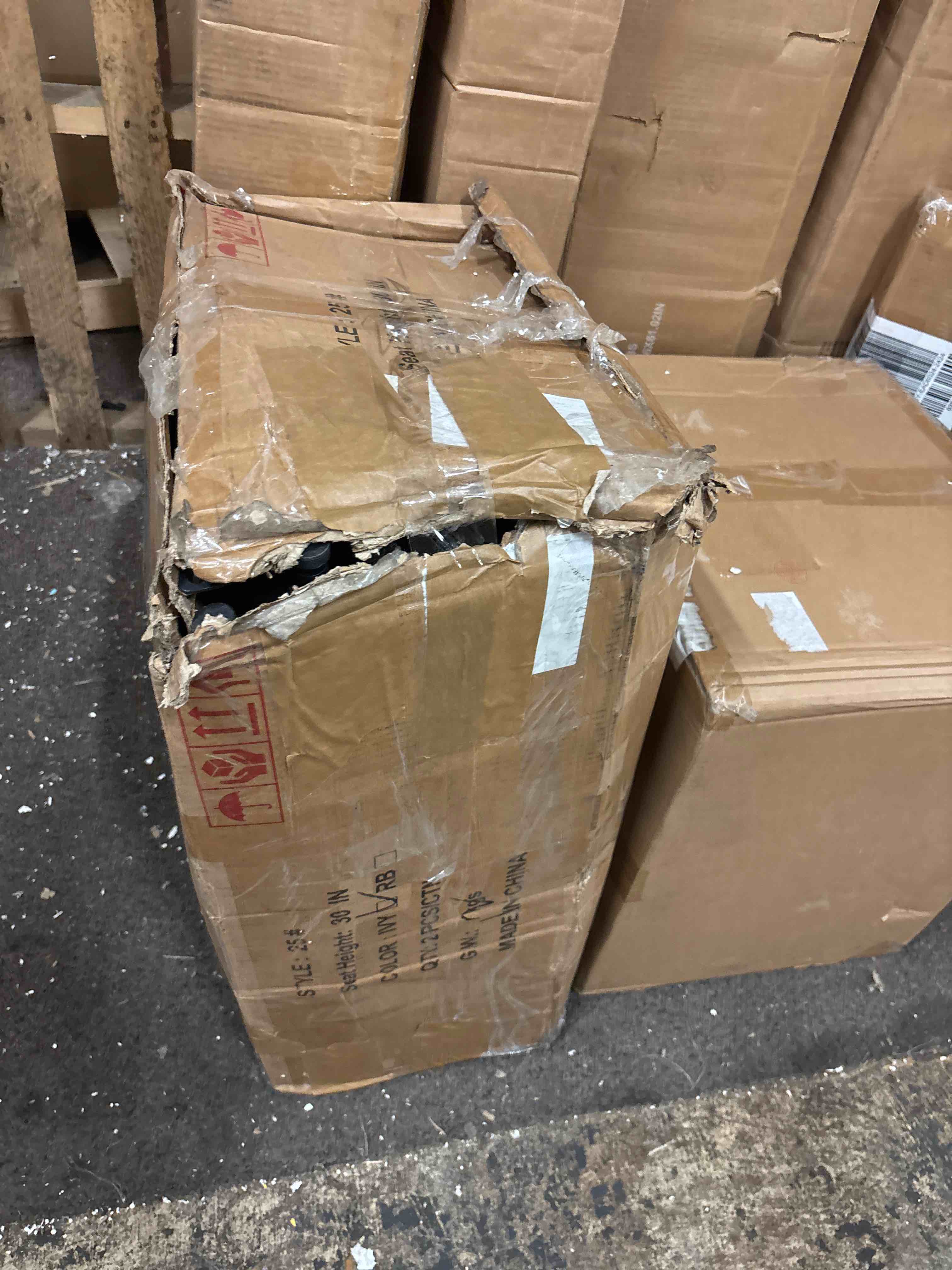 Condition photo showing New/Like New for upholstered counter stool with metal frame (set of 2)
