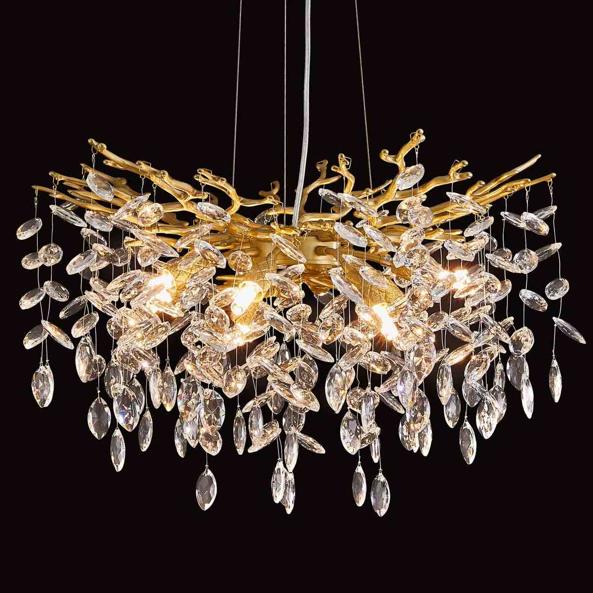 Condition photo showing New/Like New for modern tree branch crystal chandelier luxury gold crystal pendant lighting contemporary 8-light chandeliers for dining room kitchen bedroom living room