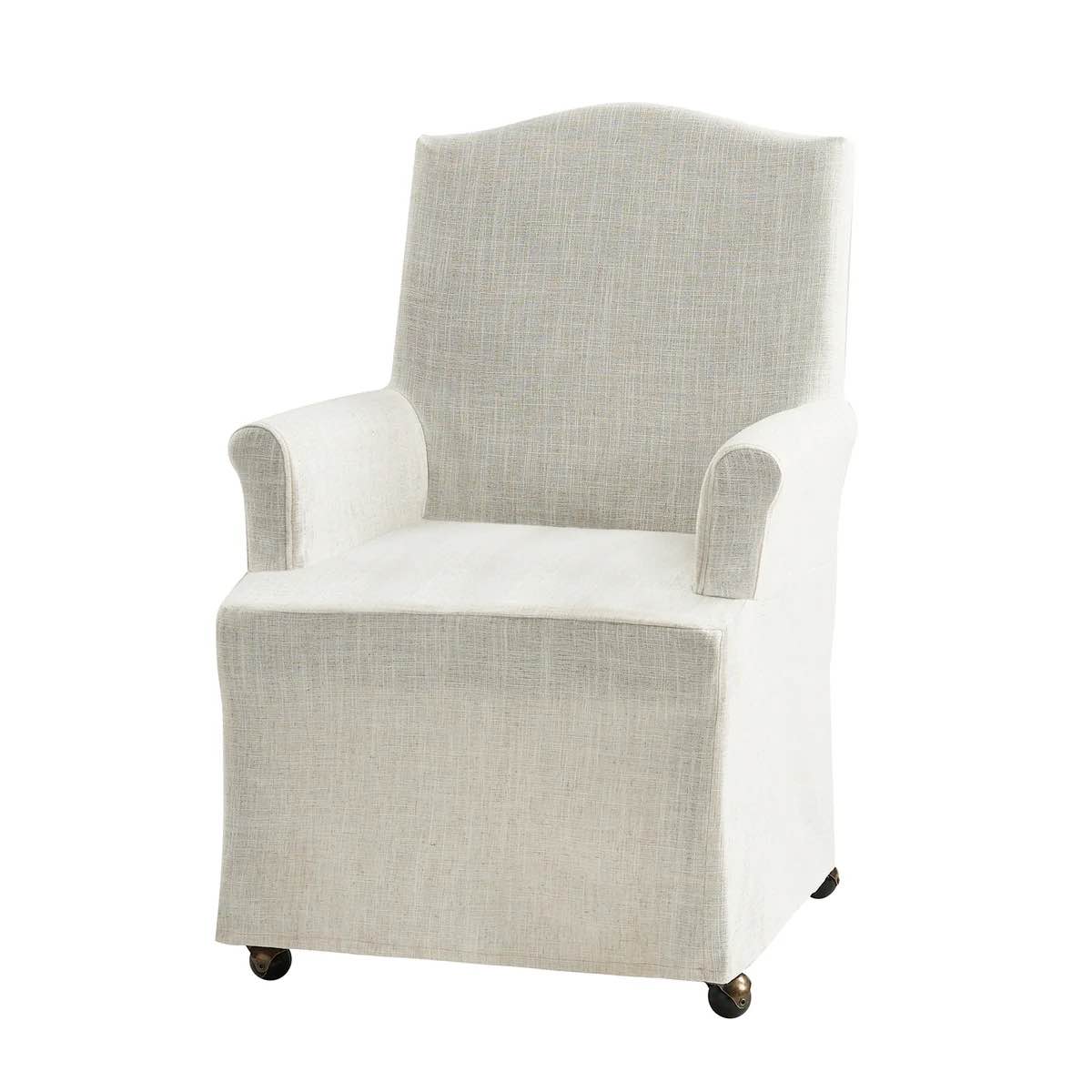 Condition photo showing New/Like New for kanrad slipcover dining chair with casters in ivory