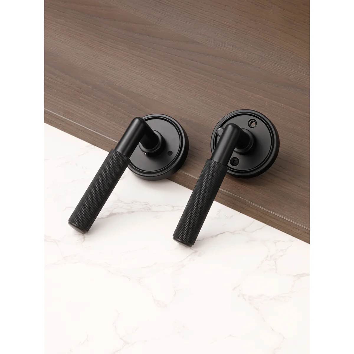 Condition photo showing New/Like New for mrml black privacy door handle, knurled door lever interior bedroom bathroom room black doorhandle , aluminium alloy handle lever
