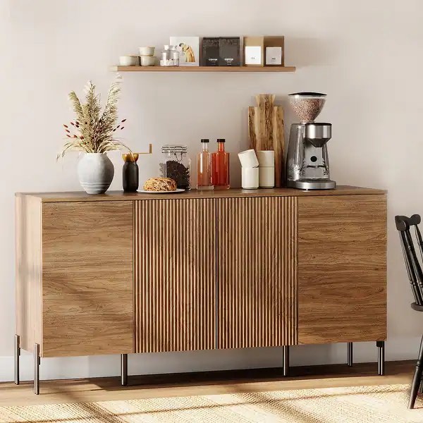 Condition photo showing New/Like New for wampat 61" sideboard buffet cabinets with storage - walnut