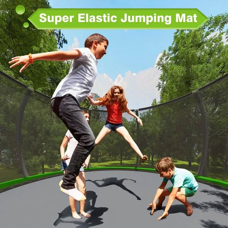 Condition photo showing New/Like New for gvdv 12ft outdoor trampoline, backyard recreational pumpkin trampoline for kids