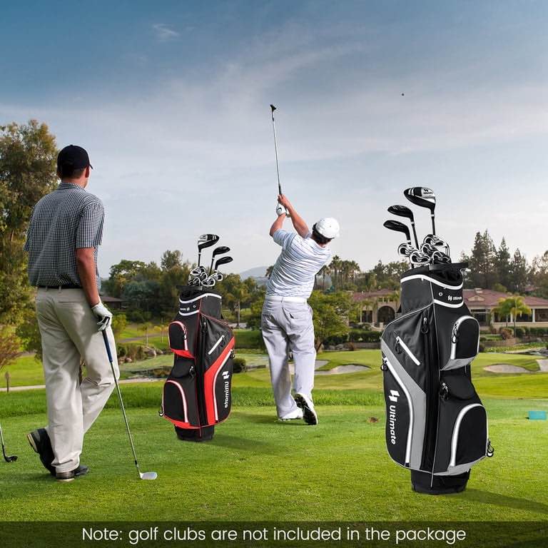 Lightweight Golf Cart Bag with 14 Way Top Dividers 9 Pockets Rain Hood Cooler Bag Grey