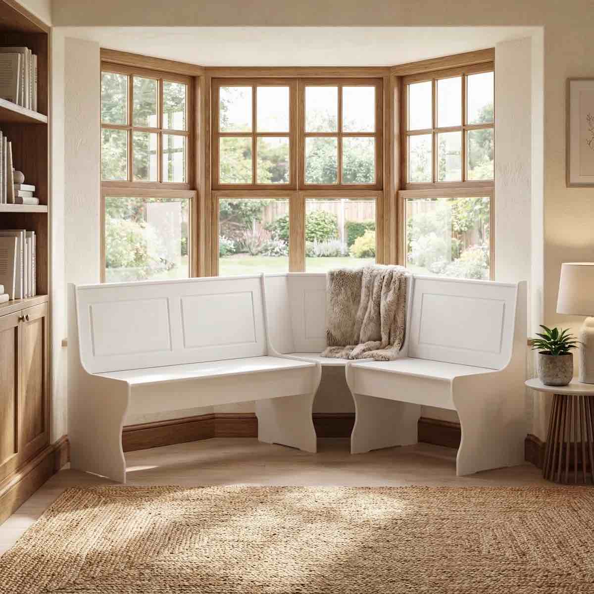 Heartlynn Classic Wooden Breakfast Nook Corner Bench Set Solid Wood Mahogany Finish 