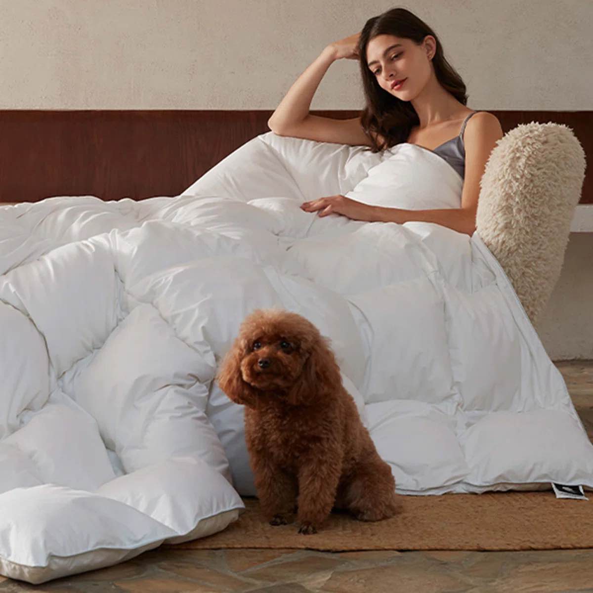 All Season Feather Down Comforter Cotton Blend Cover Duvet Insert 