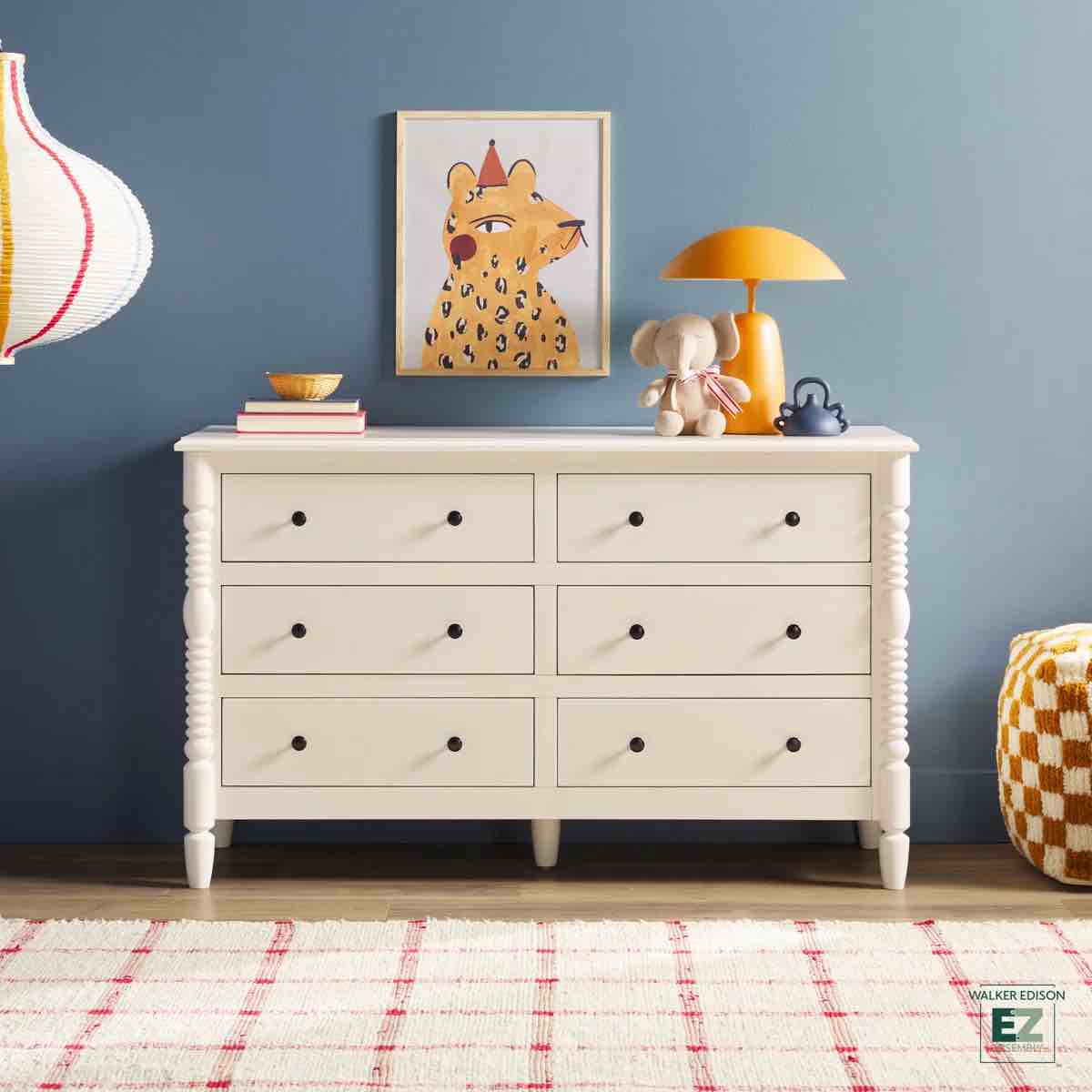 Vivienne Easy Assembly Solid Wood Spindle 6-Drawer Dresser 