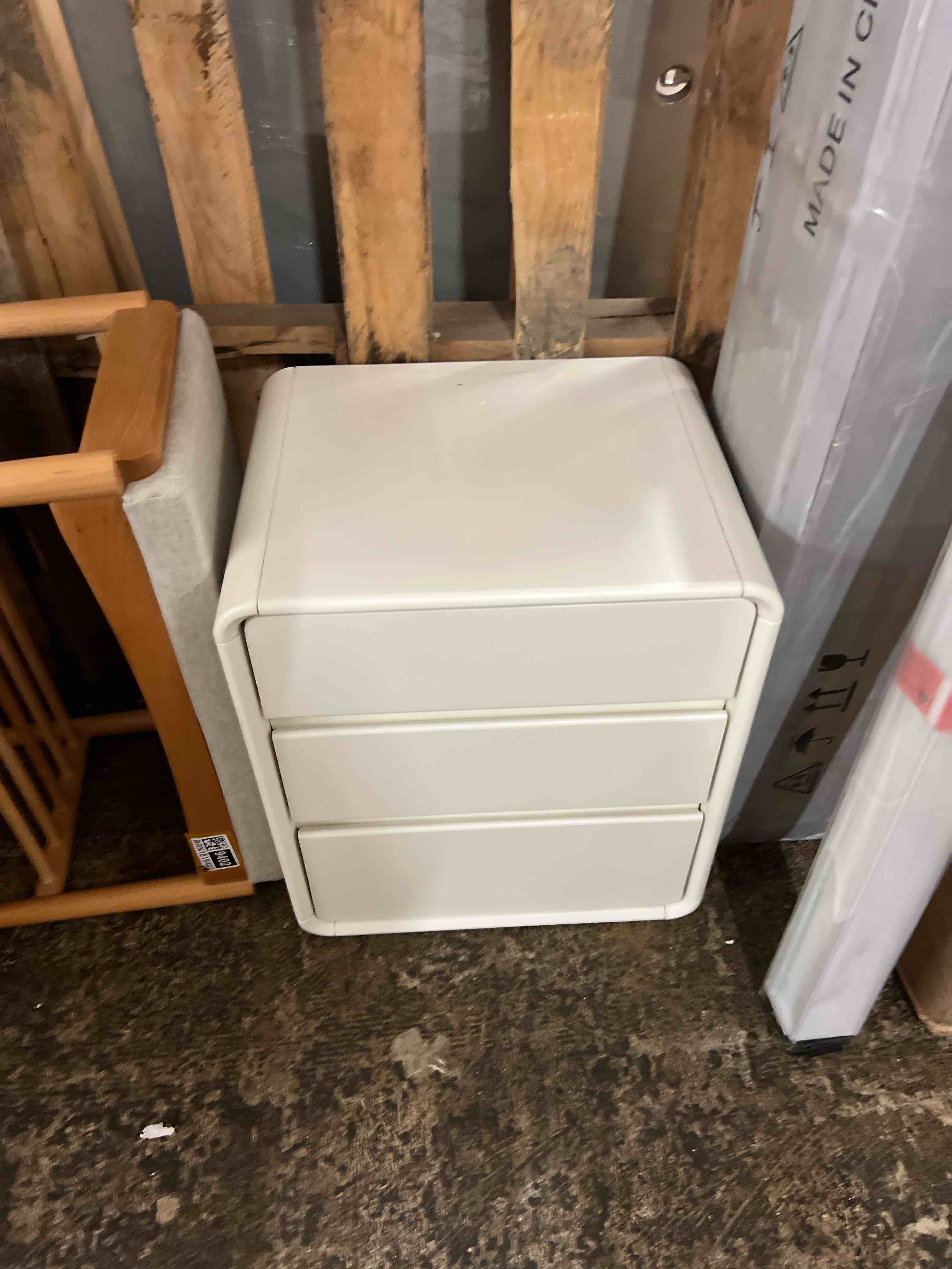 Condition photo showing New/Like New for modern bedside table bedroom, nightstand with 3 drawers, side tables bedroom, solid wood table (color : beige, size : 35cm/14in)