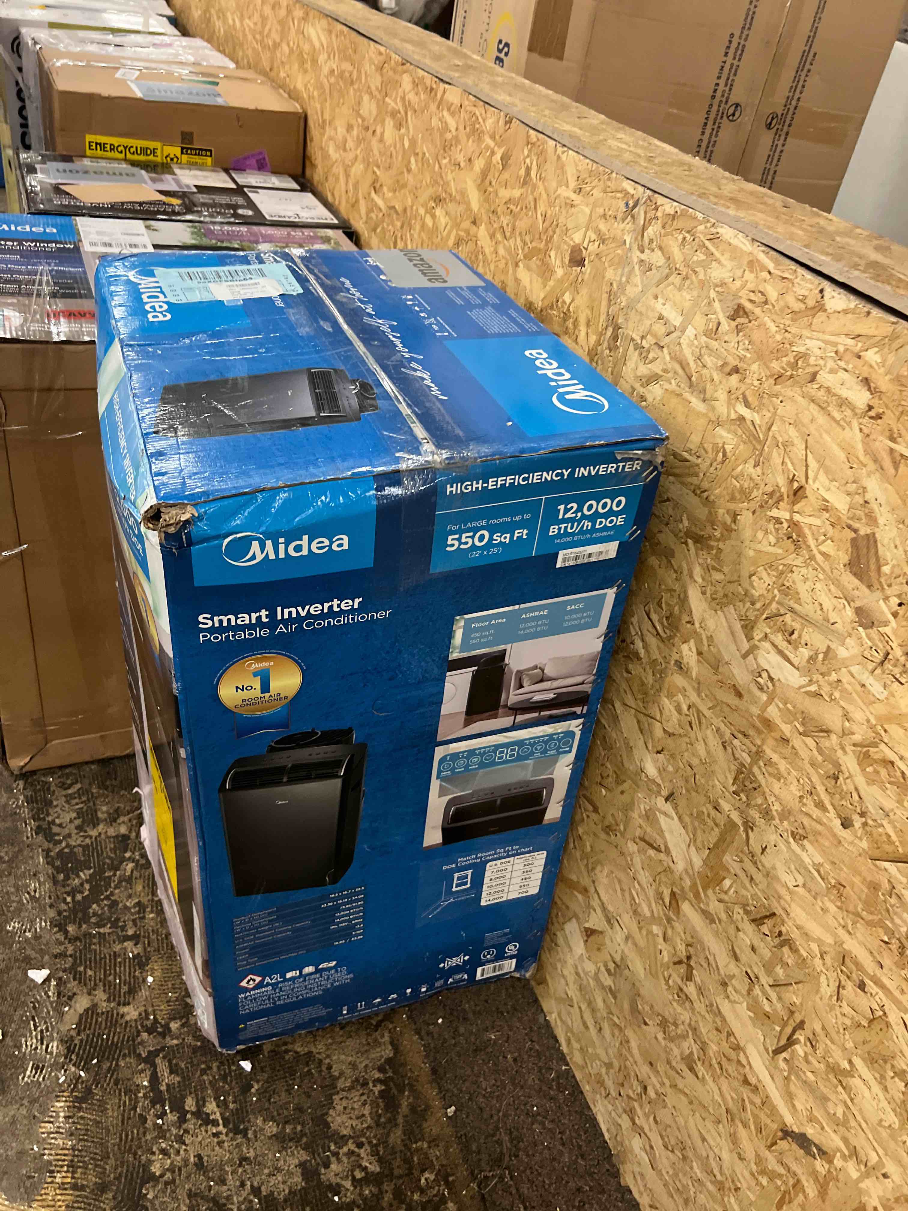 Condition photo showing New/Like New for midea duo 12,000 btu (10,000 btu sacc) high efficiency inverter, ultra quiet portable air conditioner, cools up to 450 sq. ft., compatible with alexa/google assistant, includes remote, 2026 new