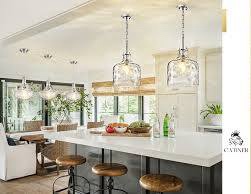 catiner 16" extra large farmhouse pendant light - hand-blown hammered glass shade, gold finish, adjustable chain ceiling light for kitchen island, dining room, hallway gold chain