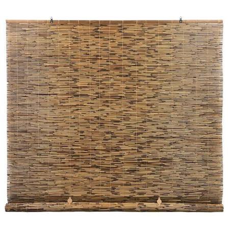 radiance cordless bamboo blinds - waterproof roller shades for porch, patio & interior windows - roll-up bamboo shades for inside mount - indoor & outdoor privacy screen, cocoa, 72"w x 72"l - 3370772e cocoa 72"w x 72"h solid