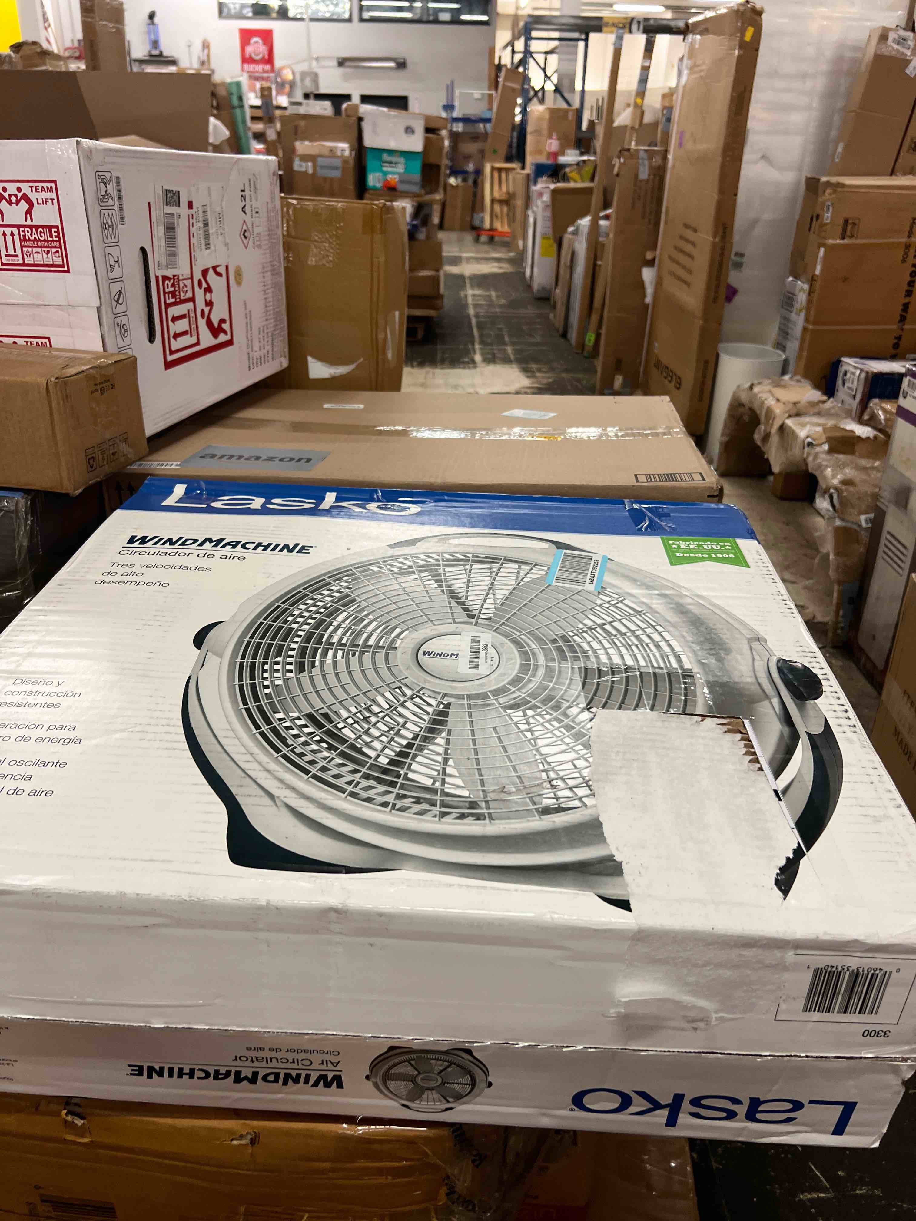 Condition photo showing New/Like New for lasko wind machine fan, air circulator fan with 3 speeds, 20" model 3300, gray