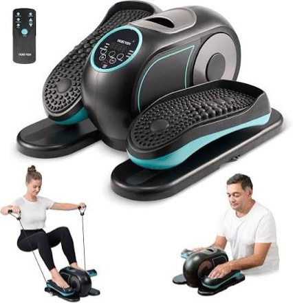 2025 new under desk elliptical machine,portable seated pedal exercise machine for seniors, 12 adjustable speed elipse leg exerciser with remote control,quiet foot exercise machine for home office blue