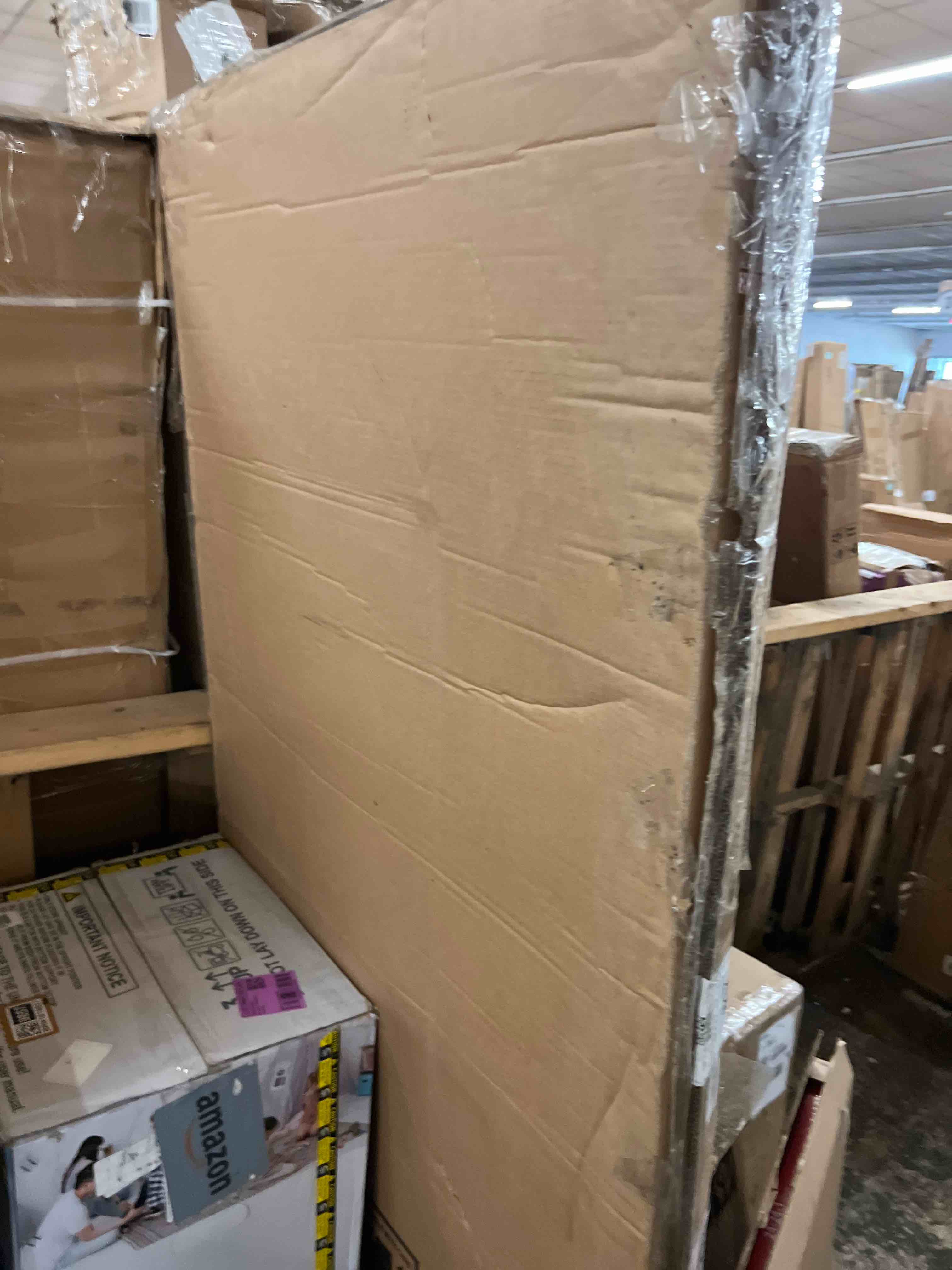 Condition photo showing New/Like New for frosted shower glass panel 34" w x 72" h, matte black, framed fixed glass panel, 5/16" (8mm) sgcc tempered glass, reversible installation