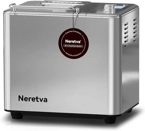 neretva bread maker, 20-in-1 2lb bread machine dual heater bread maker machine automatic with nonstick ceramic pan, 15h timer & 1h keep warm set, low noise, stainless steel breadmaker recipe-silver sliver