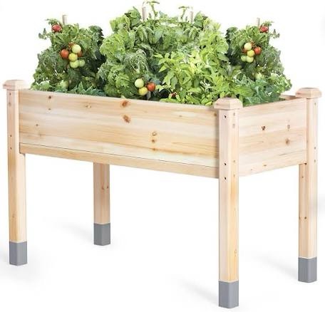 mixc 331 lb capacity wooden raised garden bed with legs, 48x24x31 in. elevated reinforced large planter box for vegetable flower herb outdoors - beam and column structure - unmatched strength outlast 48''l x 24''w