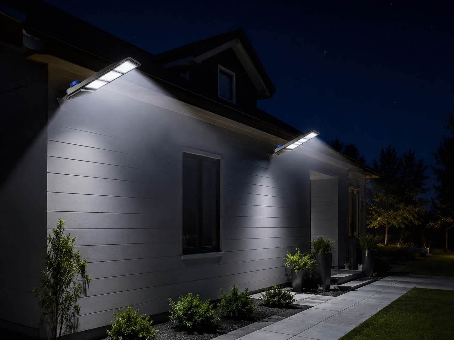juyace 300w led parking lot light dusk to dawn outdoor lighting wall mount exterior flood commercial outside ip65 100-277v for shoebox street security area (2 pack)