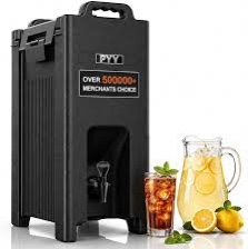 pyy insulated beverage dispenser 5 gallon - hot and cold drink container with handles, thermal drink dispenser cooler server carrier for commercial catering black black 5 gallon