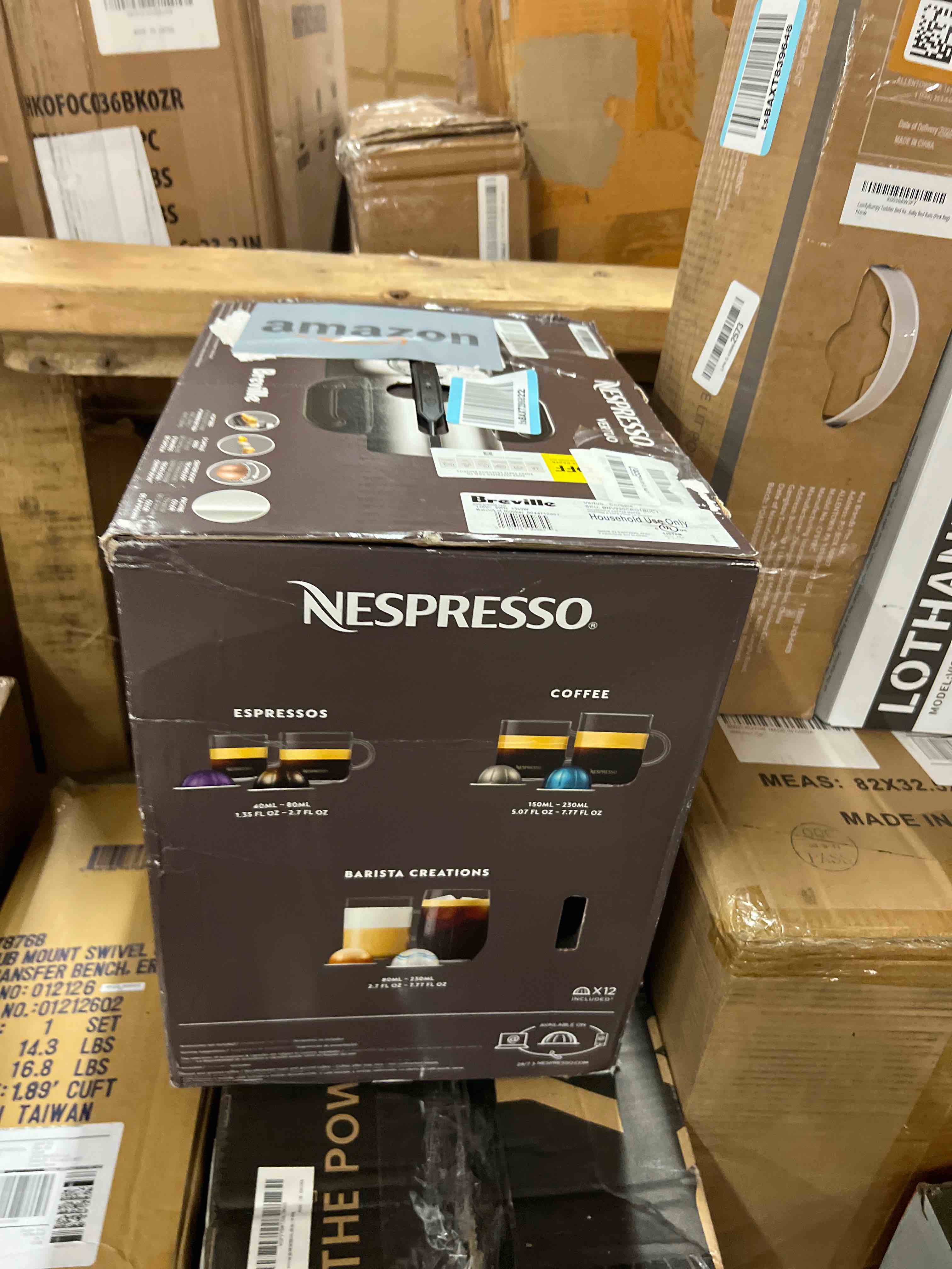 Condition photo showing New/Like New for nespresso vertuo coffee and espresso machine by breville,5 cups, chrome