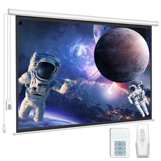 dinah 120 inch electric projector screen with remote, automatic air indoor drop down, motorized 4k 3d hd projection for movies 120inch