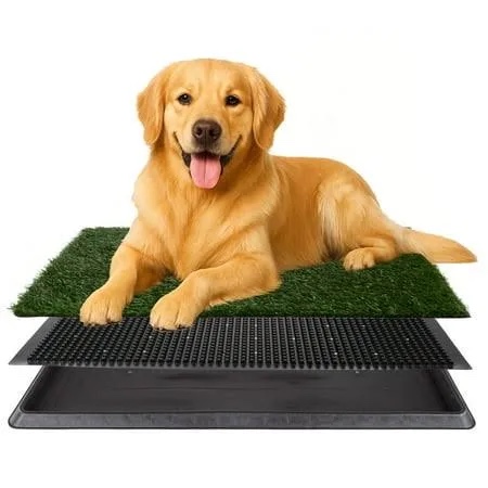 petmaker artificial grass puppy pee pad for dogs and small pets with tray - 20x30 inches washable 3-layer reusable indoor dog potty grass training pad, easy clean pet housebreaking potty solution large 3-layer system