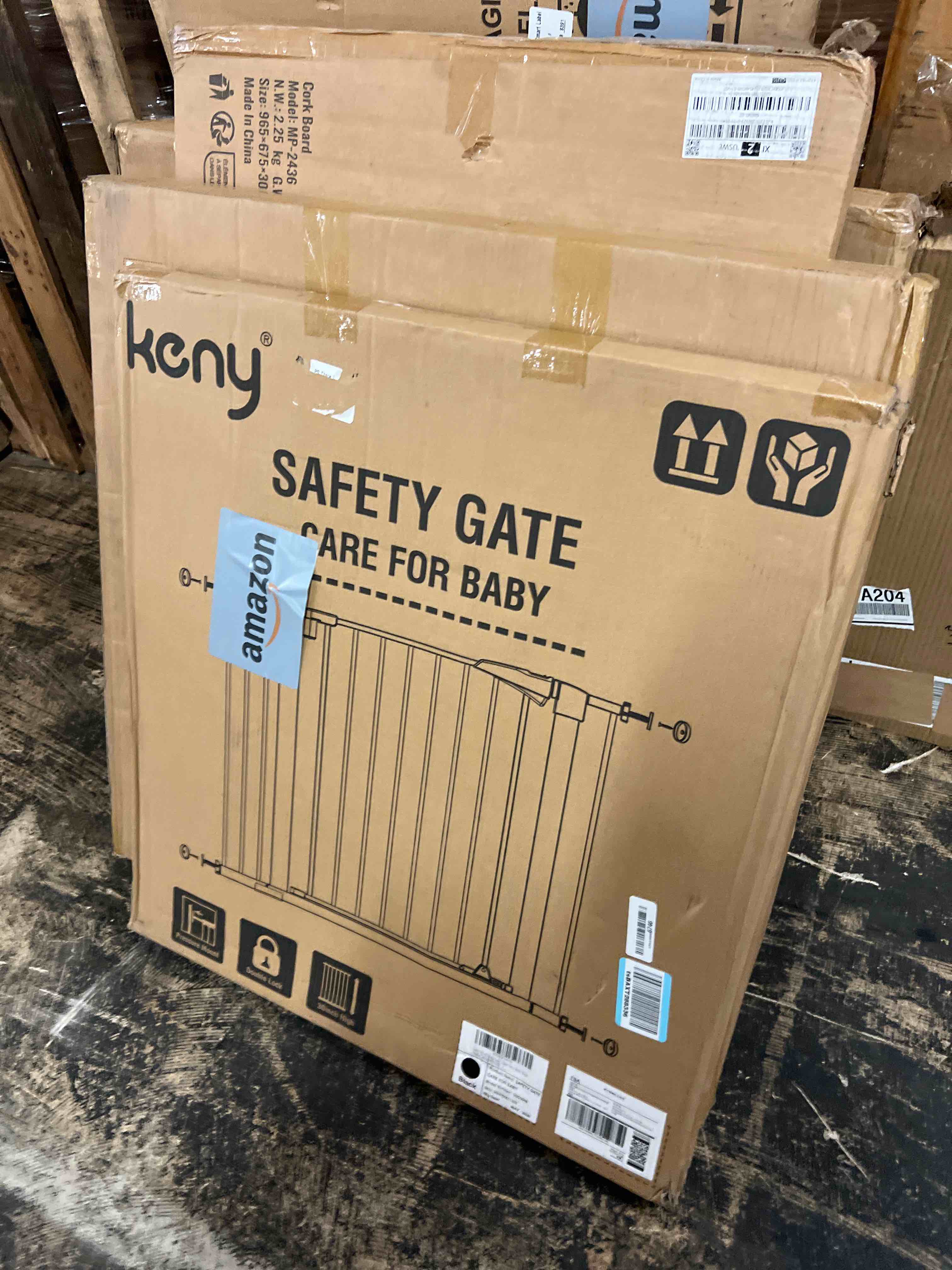 Condition photo showing New/Like New for keny 29.7"-46" baby gate for stairs, auto close dog gates for doorways | pressured mounted no drilling pet gate extra wide, one-hand opening dual lock stair gate, indoor kids necessities, black