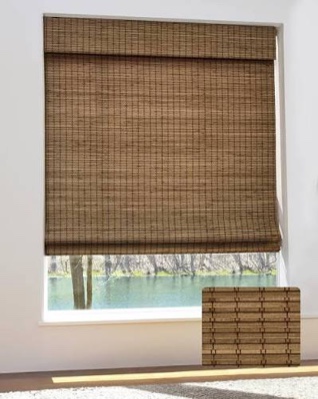 unishades cordless bamboo roman shades for windows, blinds size (36" w ×64" h) colour (highfield teak) room darkening highfield teak 36" w × 64" h