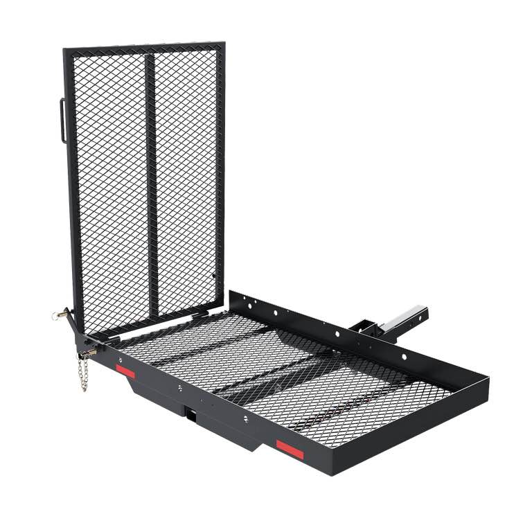 KOJEM Hitch Mount Wheelchair Carrier, Wheelchair Scooter Carrier, Cargo Carrier Rack-Folding Ramp, Hitch Mounted, 500LBS Weight Capacity