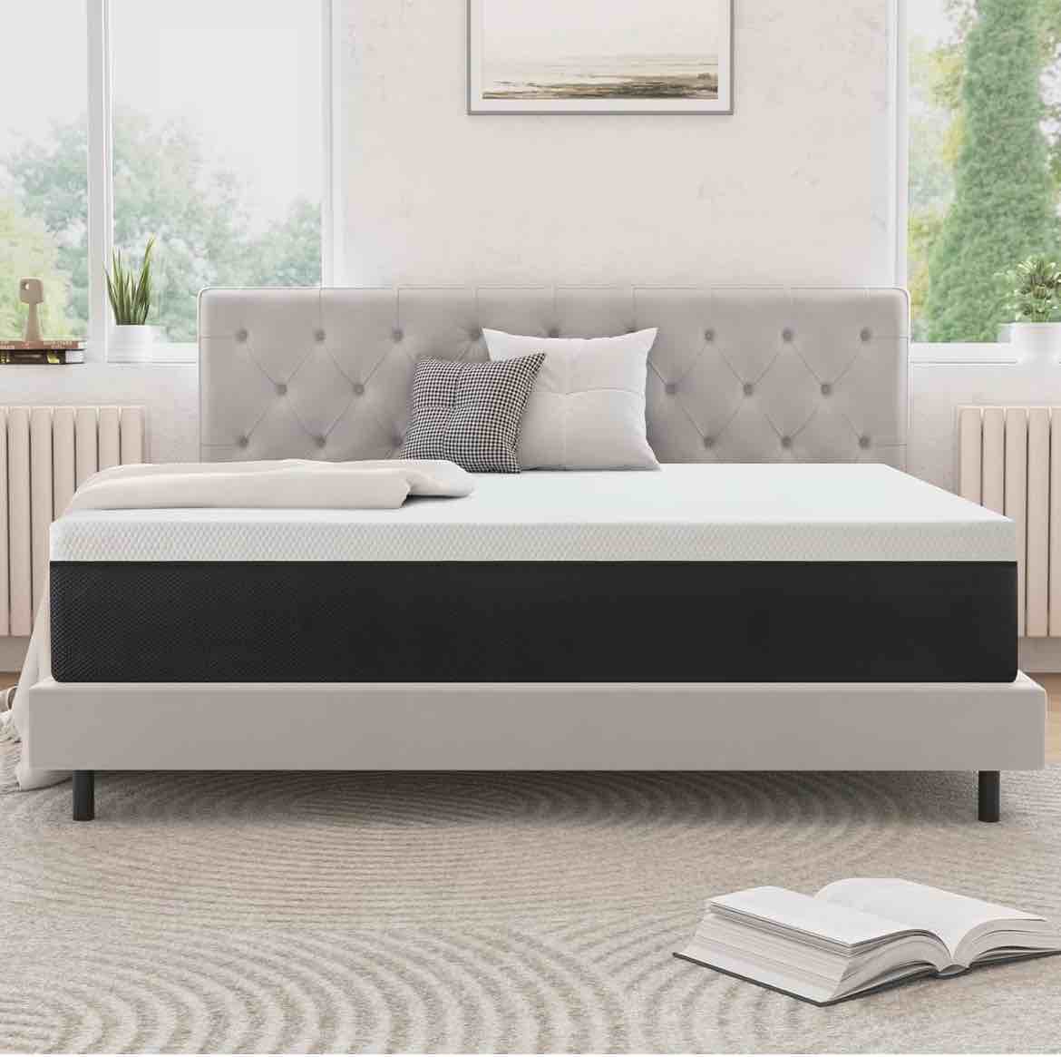 Natulliy Queen Mattress,13 Inches Queen Size Memory Foam Mattress in a Box with Pressure Relief Sleep,No Fiberglass,Black,80" X 60" X 13"