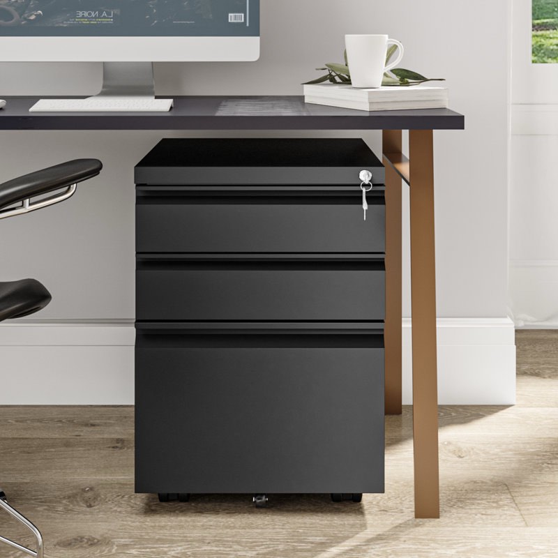 carreiro 15.3''w heavy-duty 3-drawer mobile vertical file cabinet with lock for home office