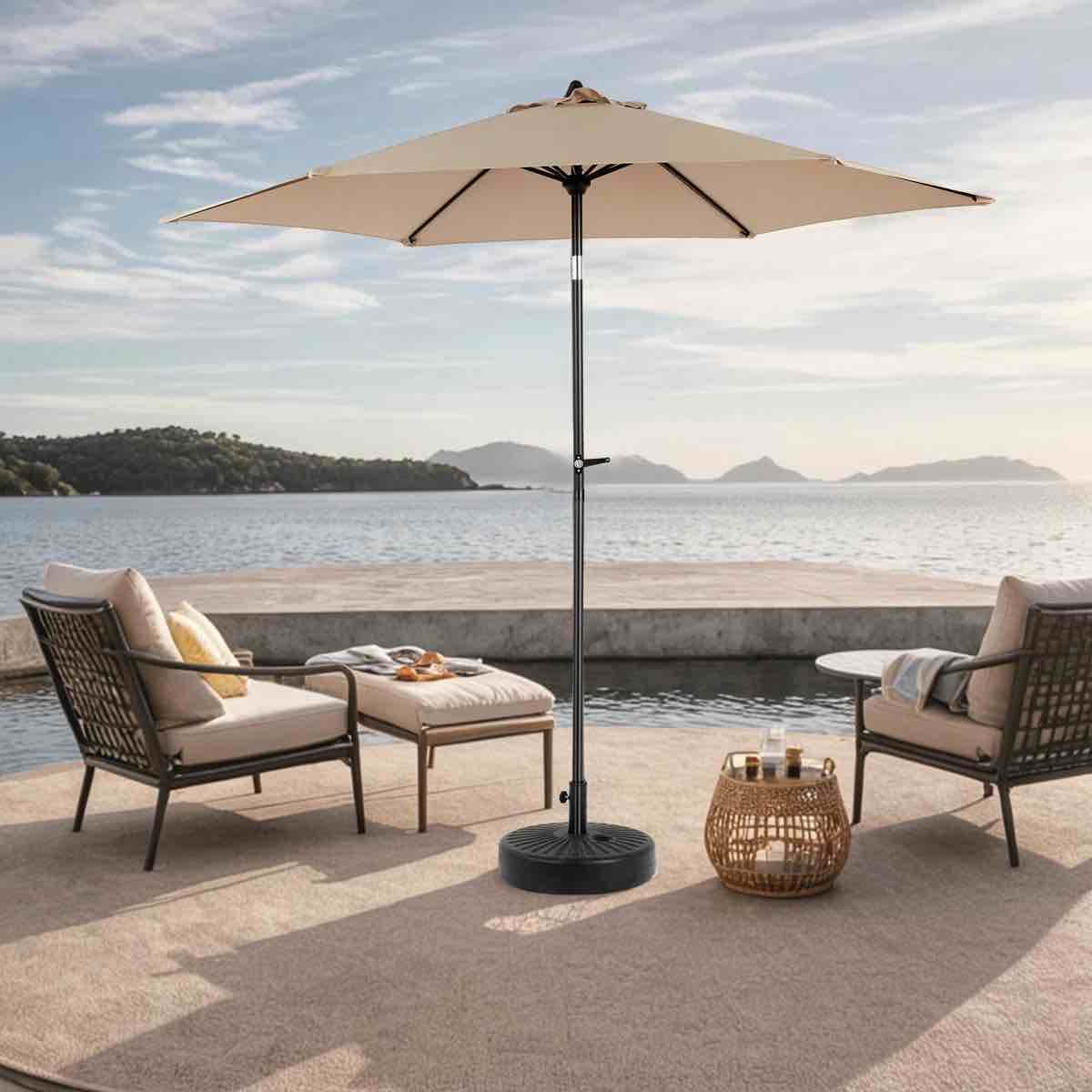 9ft outdoor patio umbrella outdoor table umbrella with push button tilt and crank, market umbrella 6 sturdy ribs , deck, backyard, pool (base not included) 