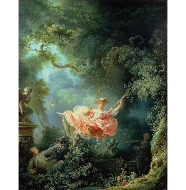 "The Swing" by  Jean-Honoré Fragonard - Gallery Wrap Canvas Wall Art