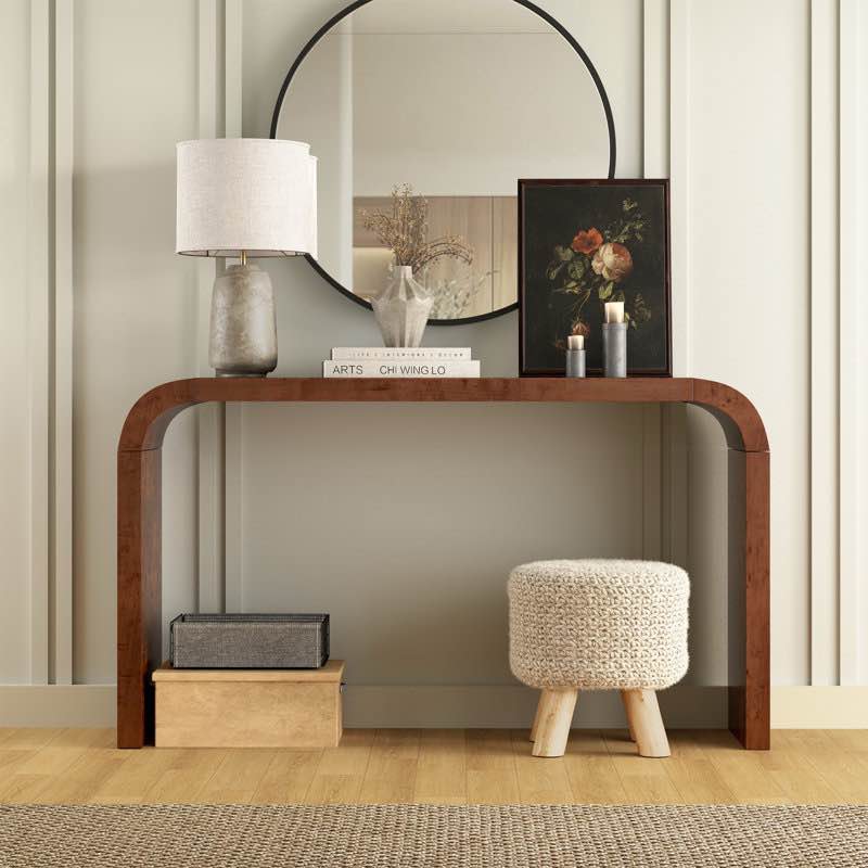 Kialah 52" W Burl Wood Console Table - Artisan Elegance with Graceful Lines 