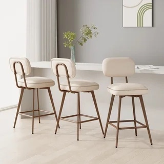 26" PU Leather Swivel Bar Stool - 360° Rotation, Upholstered seat 3 Piece 