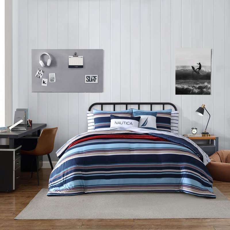 Nautica Colton Reversible Navy Comforter Queen Set 
